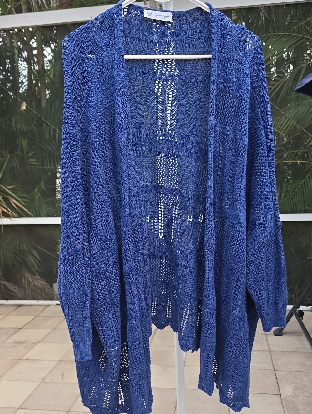JESSICA SIMPSON Royal Blue Open-Knit Cardigan